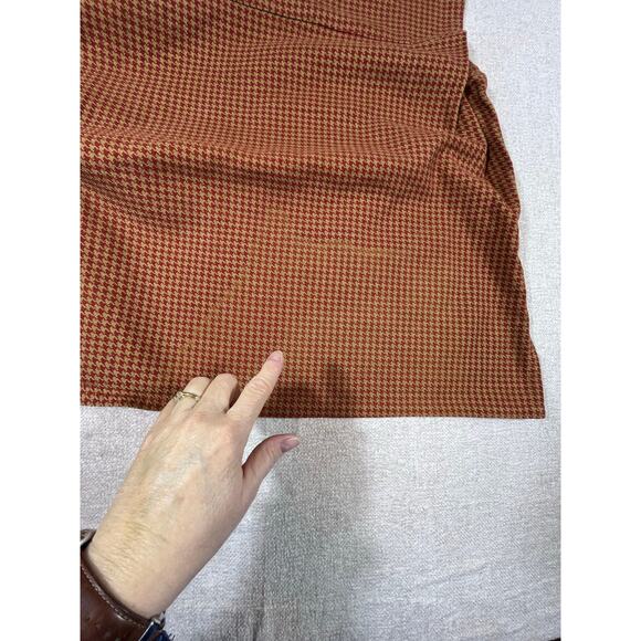 Peacock Alley Lot of 3 Red/Brown Houndstooth 100% Cotton King Bed Skirts w/ Pins - Picture 6 of 6